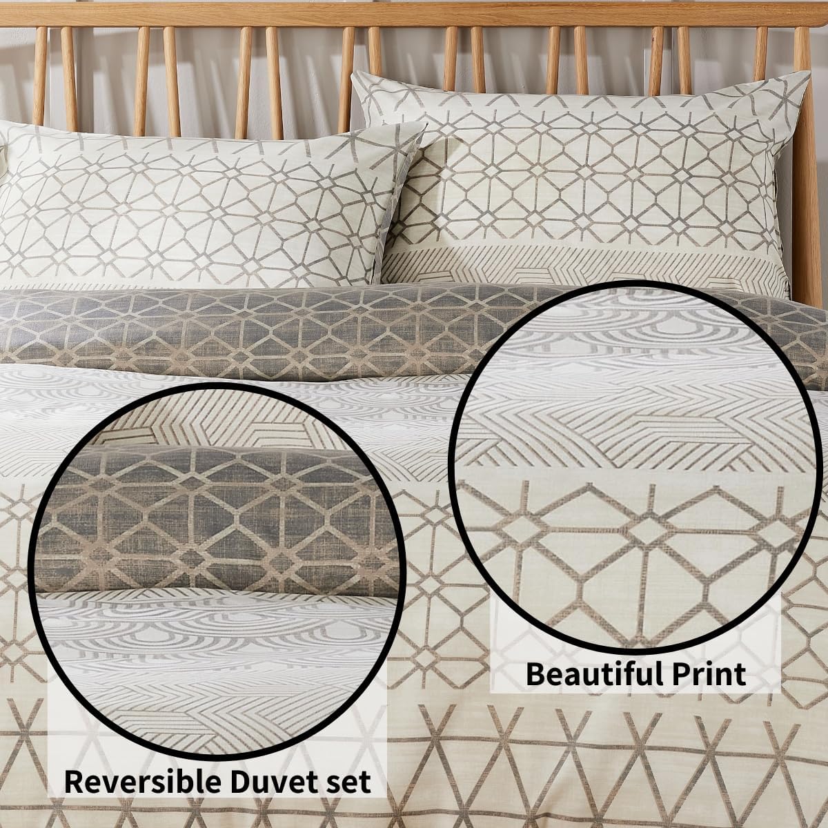 OLIVIA ROCCO Versailles Natural Floral Reversible Quilted Polyester Blend Duvet Cover Set With Button Closure Single Double King Sizes