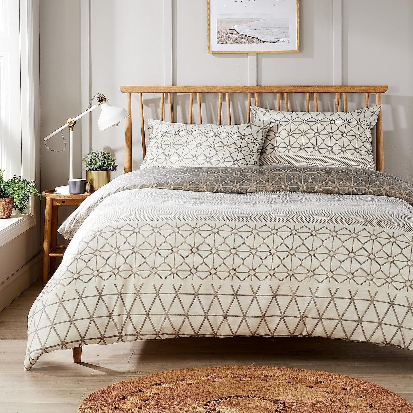 OLIVIA ROCCO Versailles Natural Floral Reversible Quilted Polyester Blend Duvet Cover Set With Button Closure Single Double King Sizes