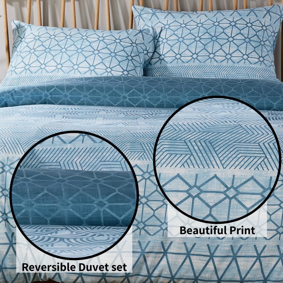 OLIVIA ROCCO Versailles Teal Printed Duvet Cover Set Reversible Quilted Bedding With Pillowcases Breathable Polyester Blend For King Double And Single Sizes