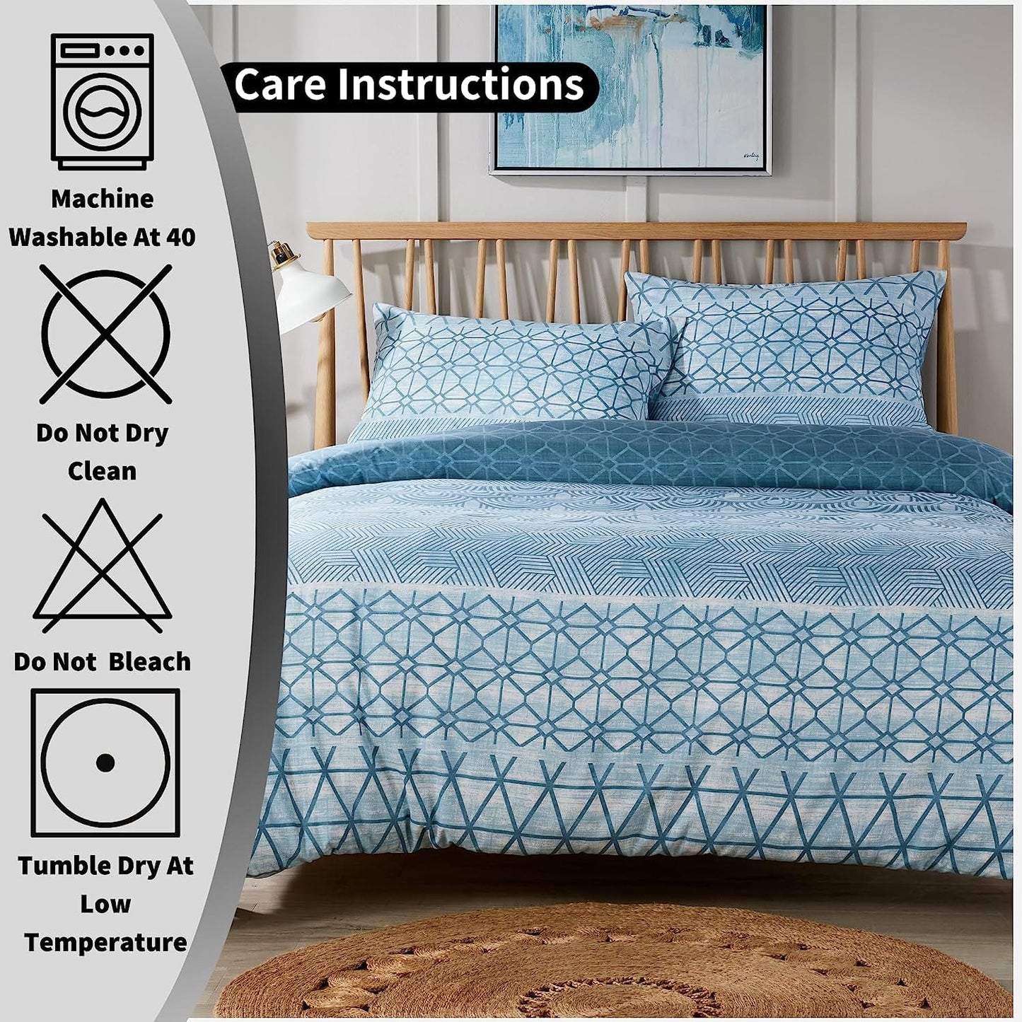 OLIVIA ROCCO Versailles Teal Printed Duvet Cover Set Reversible Quilted Bedding With Pillowcases Breathable Polyester Blend For King Double And Single Sizes
