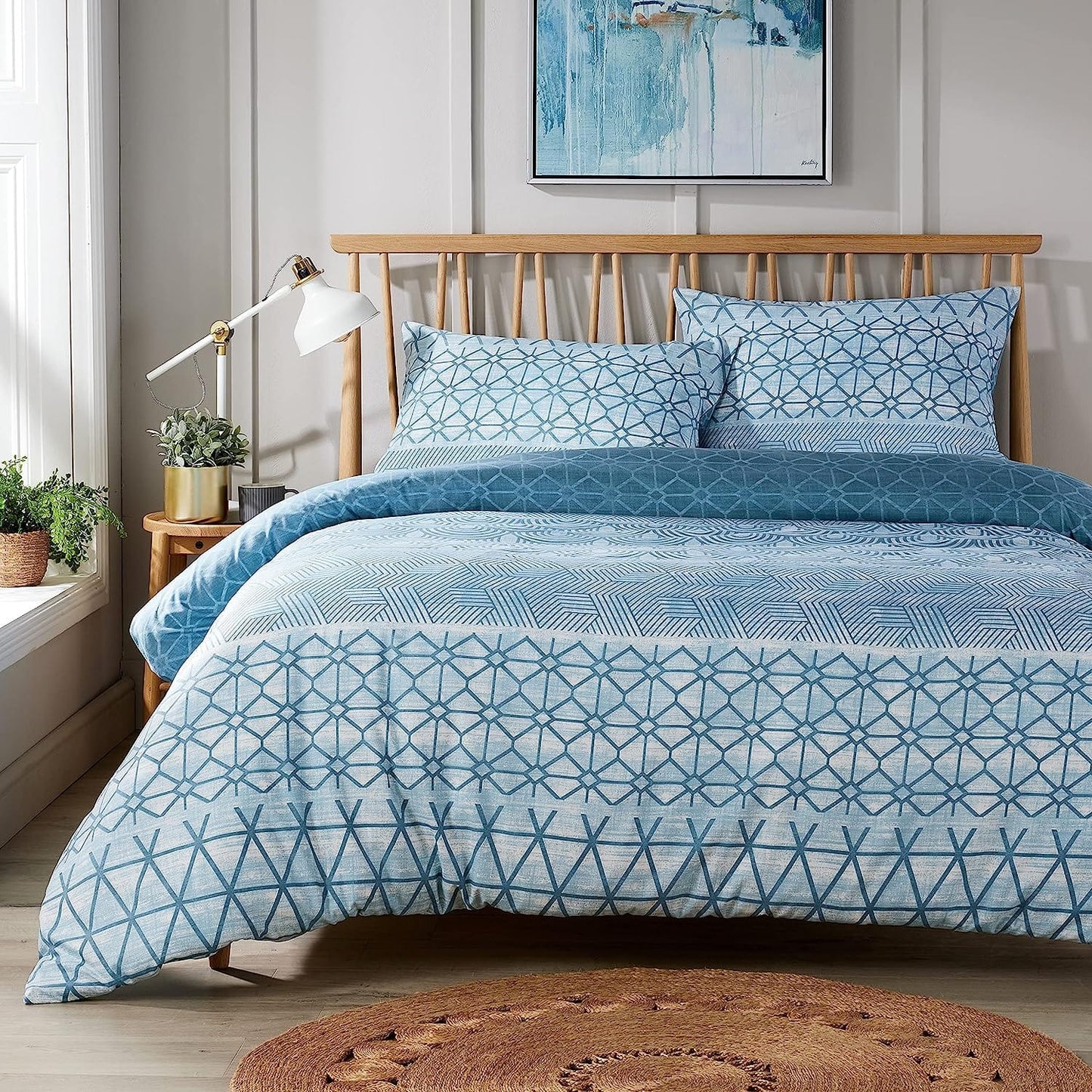 OLIVIA ROCCO Versailles Teal Printed Duvet Cover Set Reversible Quilted Bedding With Pillowcases Breathable Polyester Blend For King Double And Single Sizes