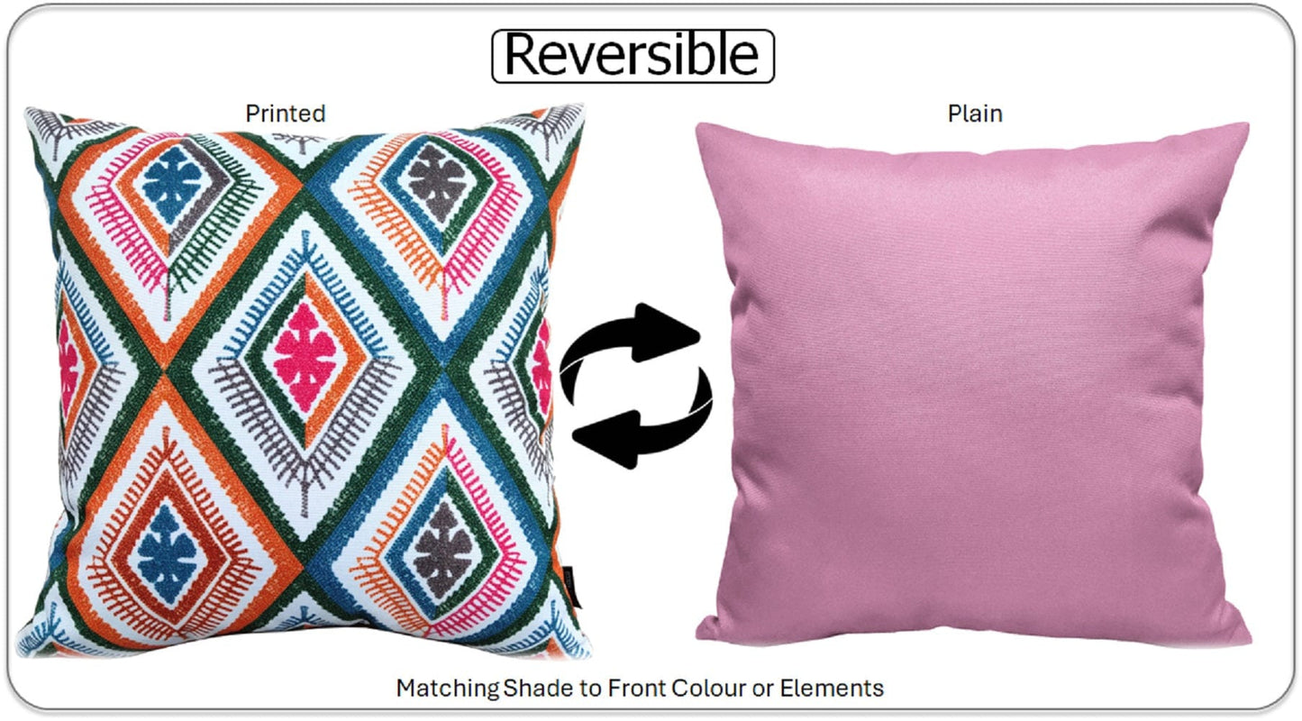 OLIVIA ROCCO Vibrant Meze Outdoor Waterproof Cushion Covers 43x43 cm Polyester for Garden Bench Patio and Indoor Cushions