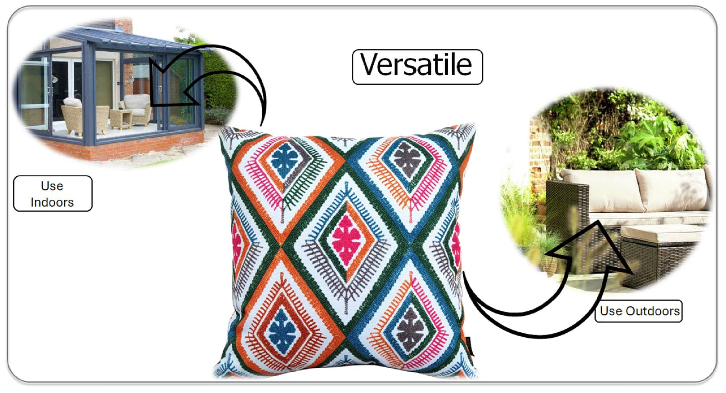 OLIVIA ROCCO Vibrant Meze Outdoor Waterproof Cushion Covers 43x43 cm Polyester for Garden Bench Patio and Indoor Cushions