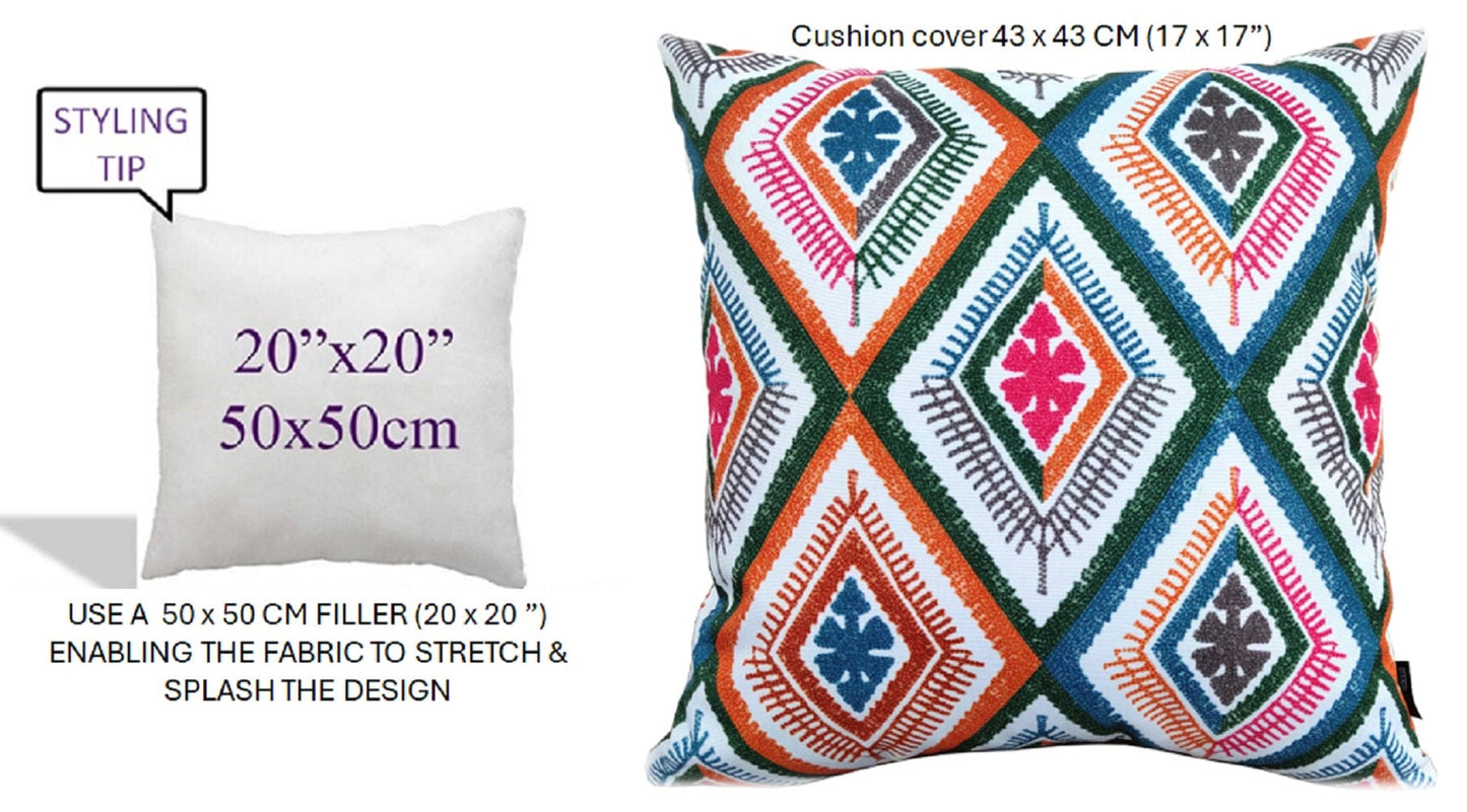 OLIVIA ROCCO Vibrant Meze Outdoor Waterproof Cushion Covers 43x43 cm Polyester for Garden Bench Patio and Indoor Cushions