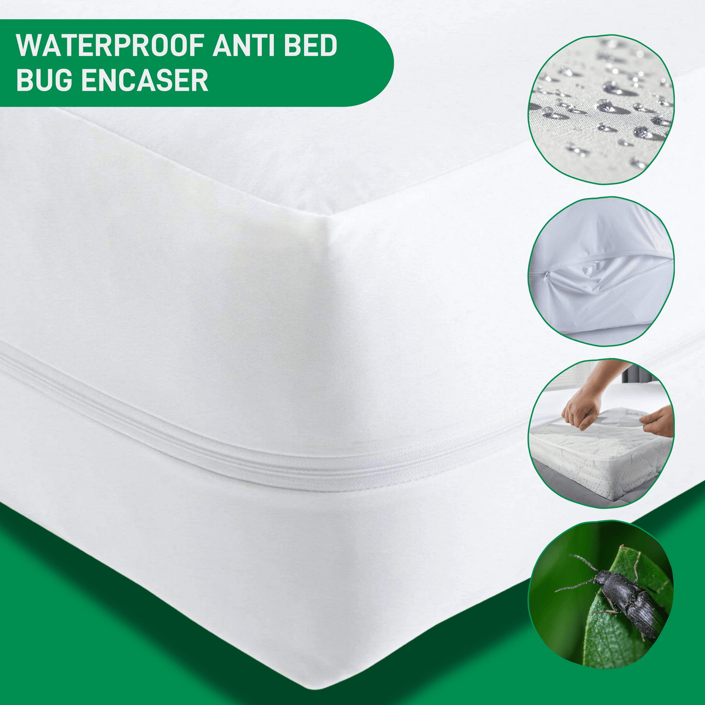 Waterproof Anti Bed Bug Mattress Encaser, Extra Deep, Zippered, Hypoallergenic