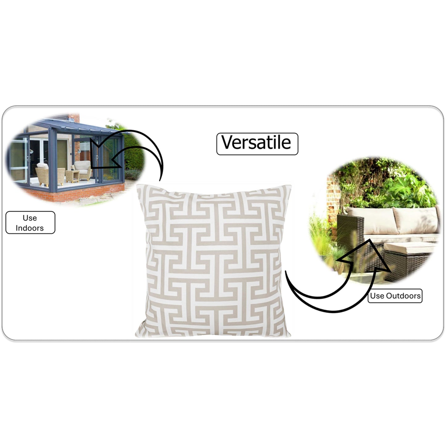 OLIVIA ROCCO Cushion Covers 43x43 cm Waterproof Breathable Outdoor Indoor Use Milano Natural Sun Resistant Protective For Garden Benches Sofas Beds