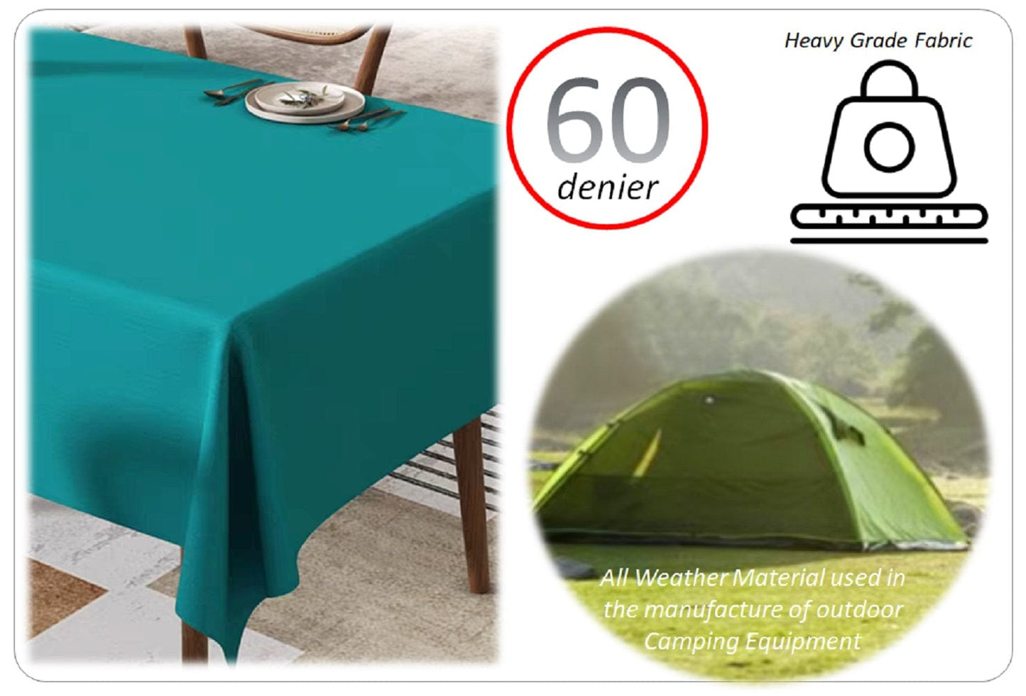 OLIVIA ROCCO Waterproof Rectangular Polyester Tablecloth 145x200cm Stain Resistant Wipe Clean Indoor Outdoor Kitchen Dining