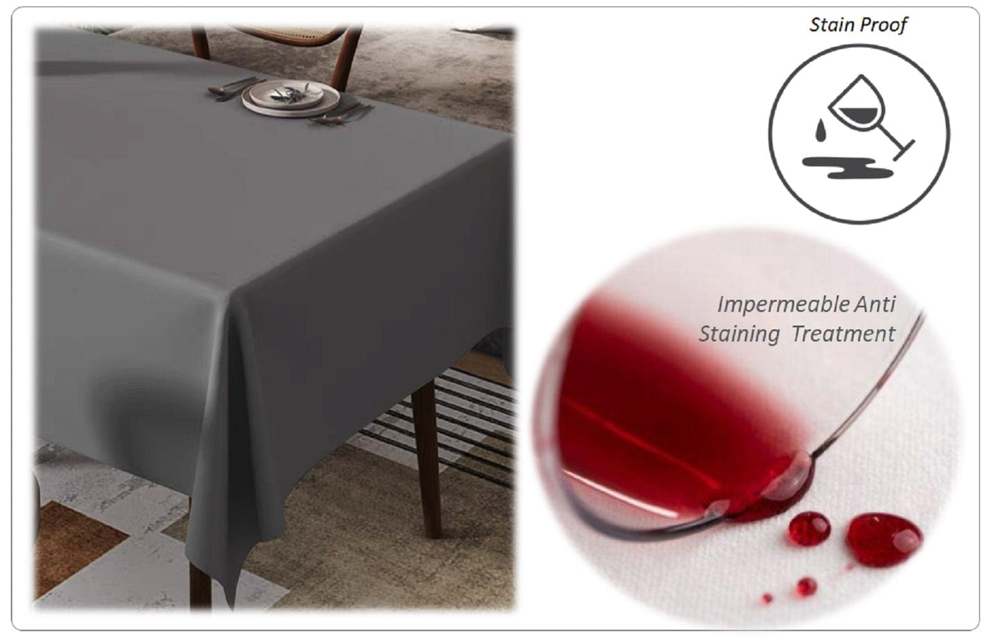 OLIVIA ROCCO Waterproof Rectangular Polyester Tablecloth 145x200cm Stain Resistant Wipe Clean Indoor Outdoor Kitchen Dining