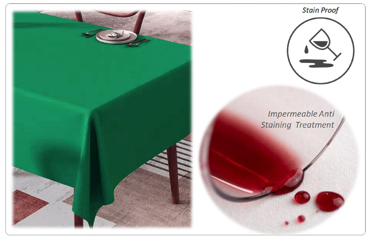 OLIVIA ROCCO Waterproof Rectangular Polyester Tablecloth 145x200cm Stain Resistant Wipe Clean Indoor Outdoor Kitchen Dining