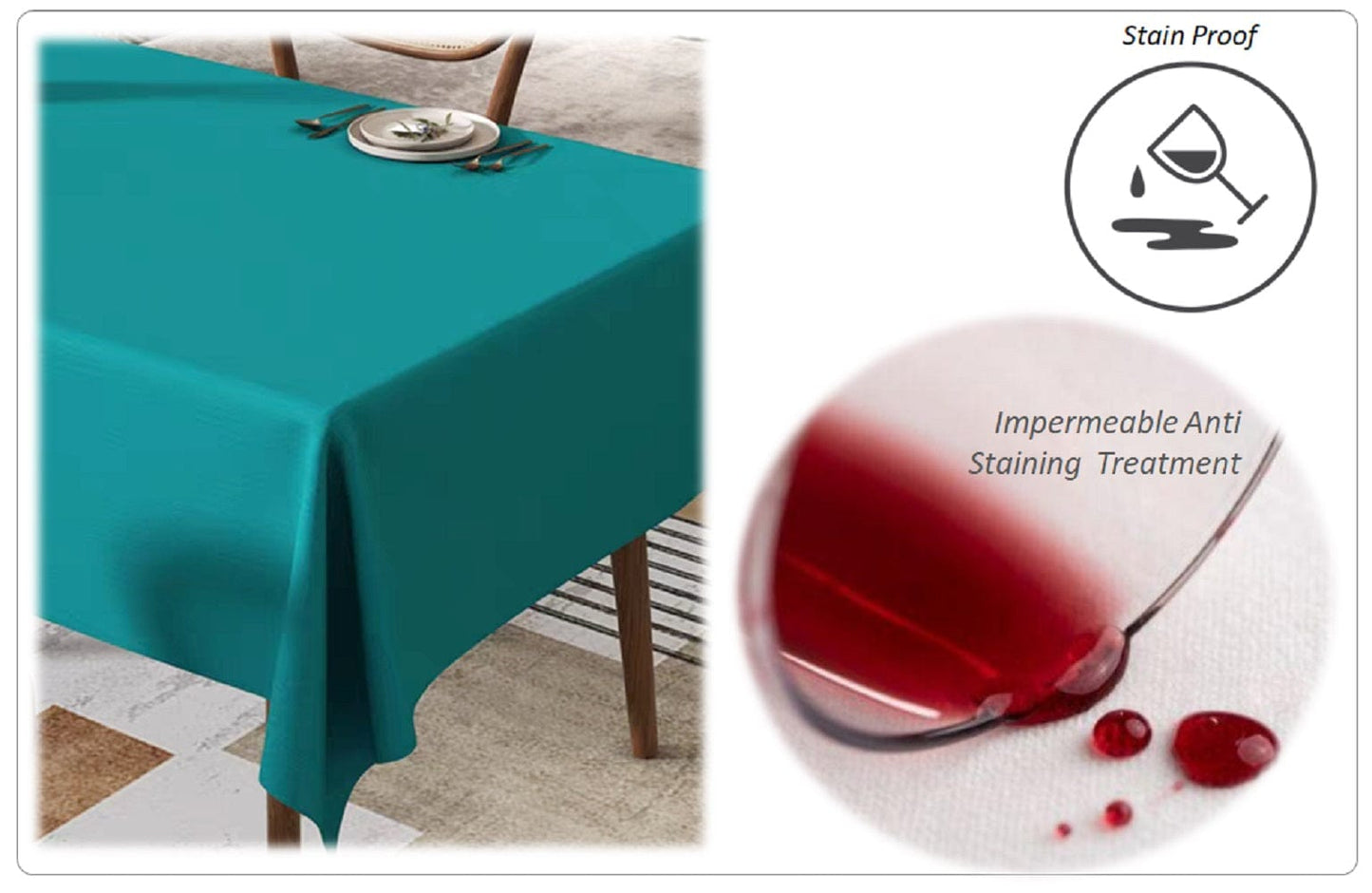 OLIVIA ROCCO Waterproof Rectangular Polyester Tablecloth 145x200cm Stain Resistant Wipe Clean Indoor Outdoor Kitchen Dining