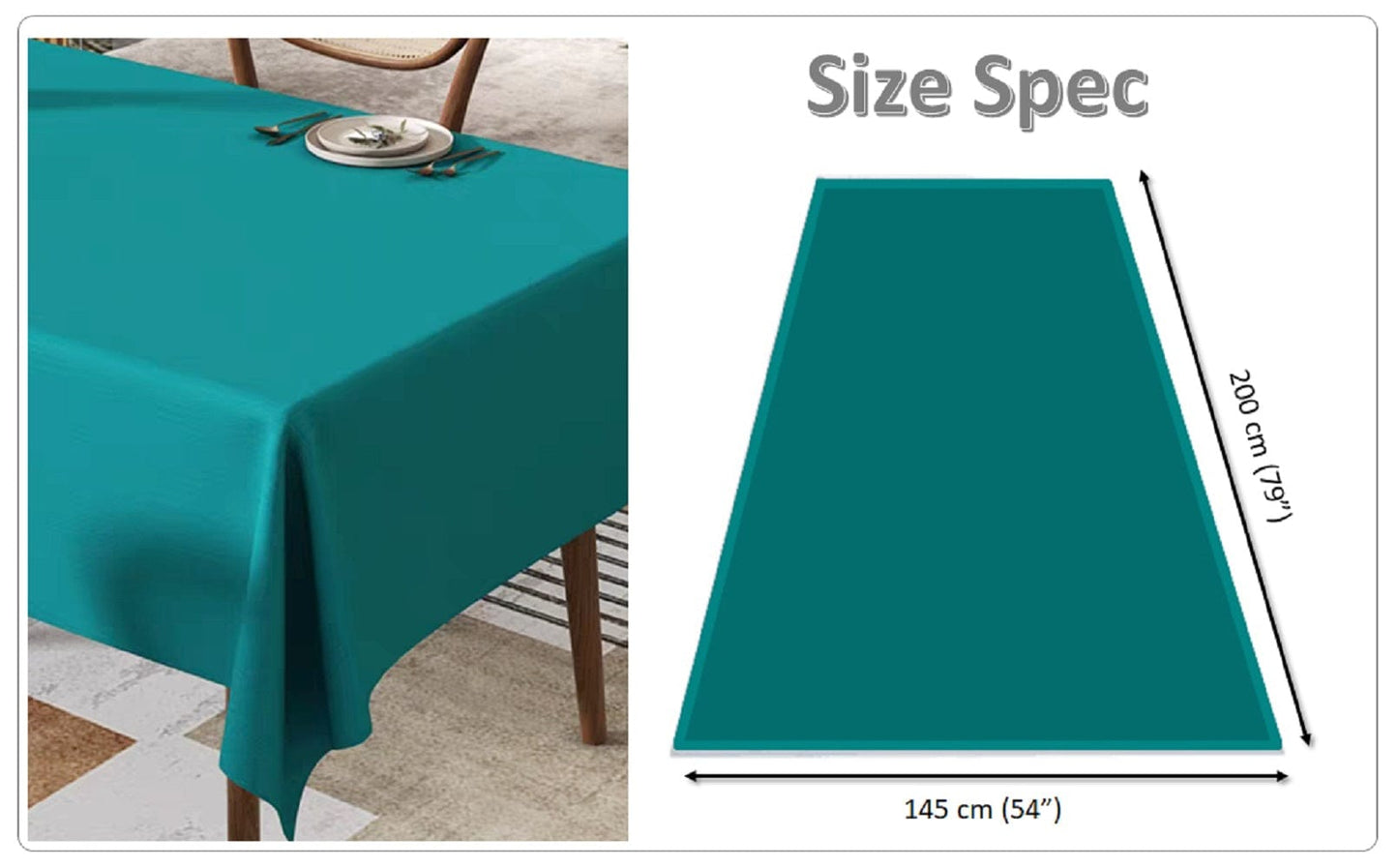 OLIVIA ROCCO Waterproof Rectangular Polyester Tablecloth 145x200cm Stain Resistant Wipe Clean Indoor Outdoor Kitchen Dining