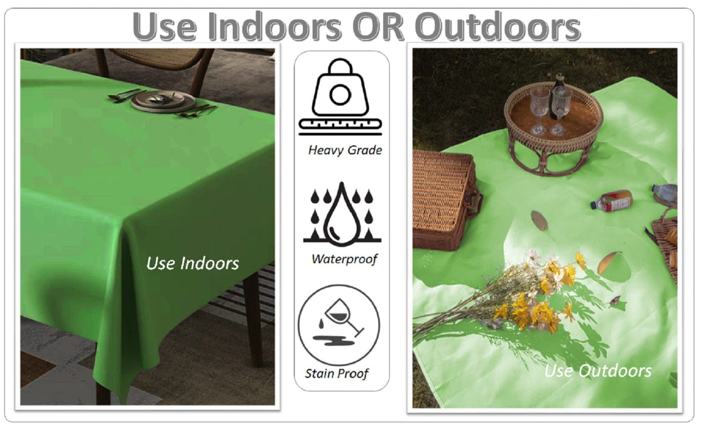 OLIVIA ROCCO Waterproof Rectangular Polyester Tablecloth 145x200cm Stain Resistant Wipe Clean Indoor Outdoor Kitchen Dining