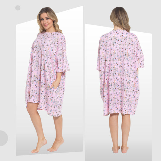 OLIVIA ROCCO Giraffe Print Nightshirt Women Baggy 100 Percent Cotton Short Sleeve Oversized Nightdress Soft Breathable Daisy Dreamer