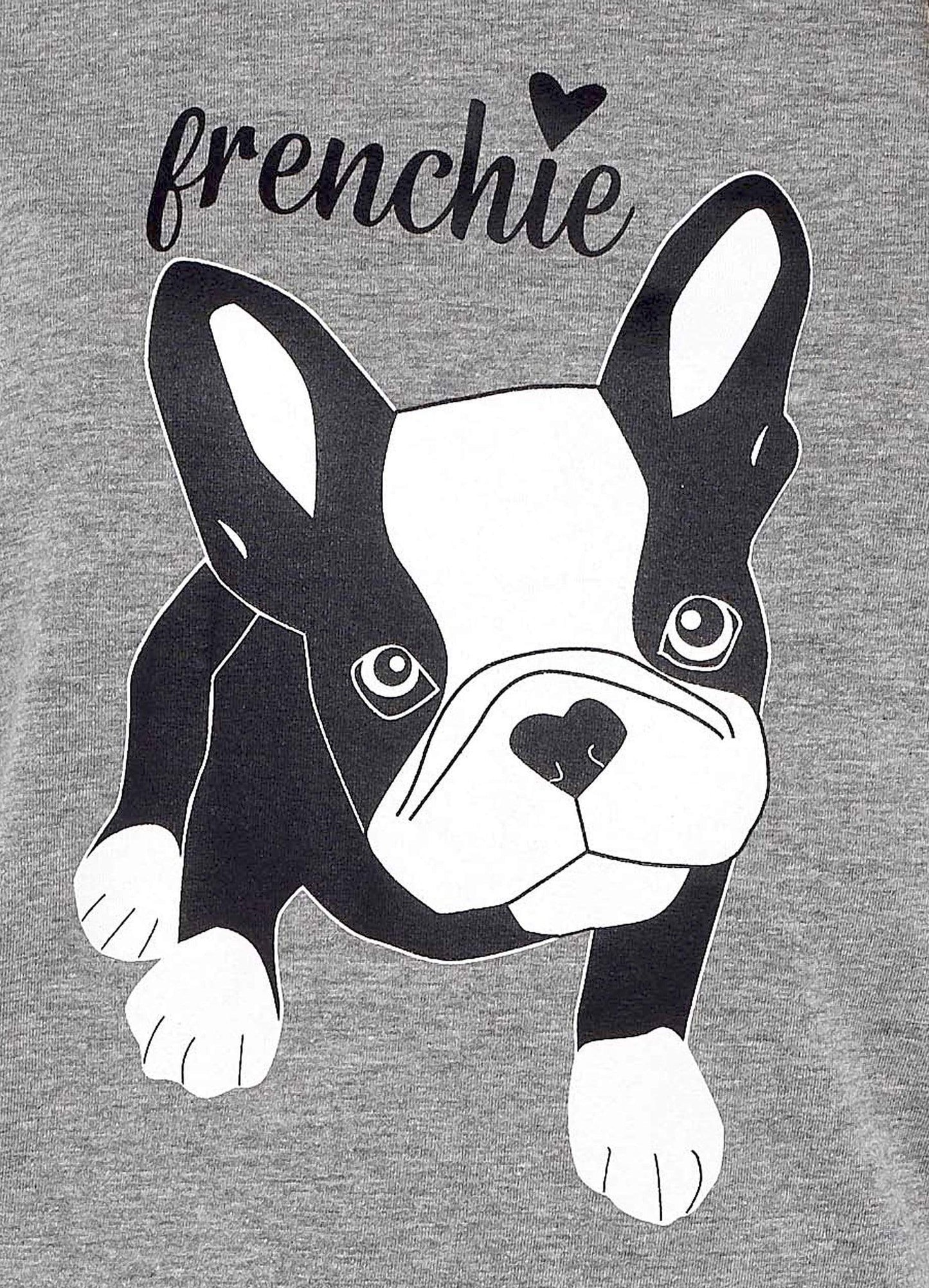 Women's Grey Cotton Pyjama Set With Polka Dot Pants And Frenchie Pugs Print