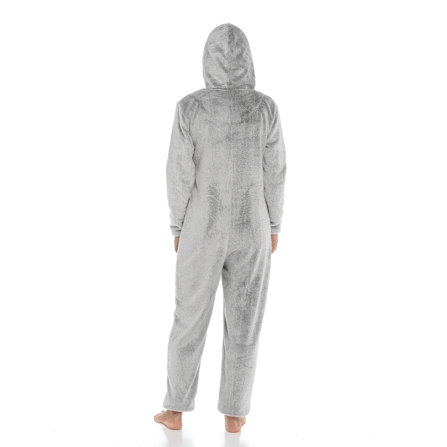 OLIVIA ROCCO Womens Shimmer Fleece Hooded Onesie With Zip Pockets Pompom Detail Soft Plush Fleece Lining All In One Sleepwear