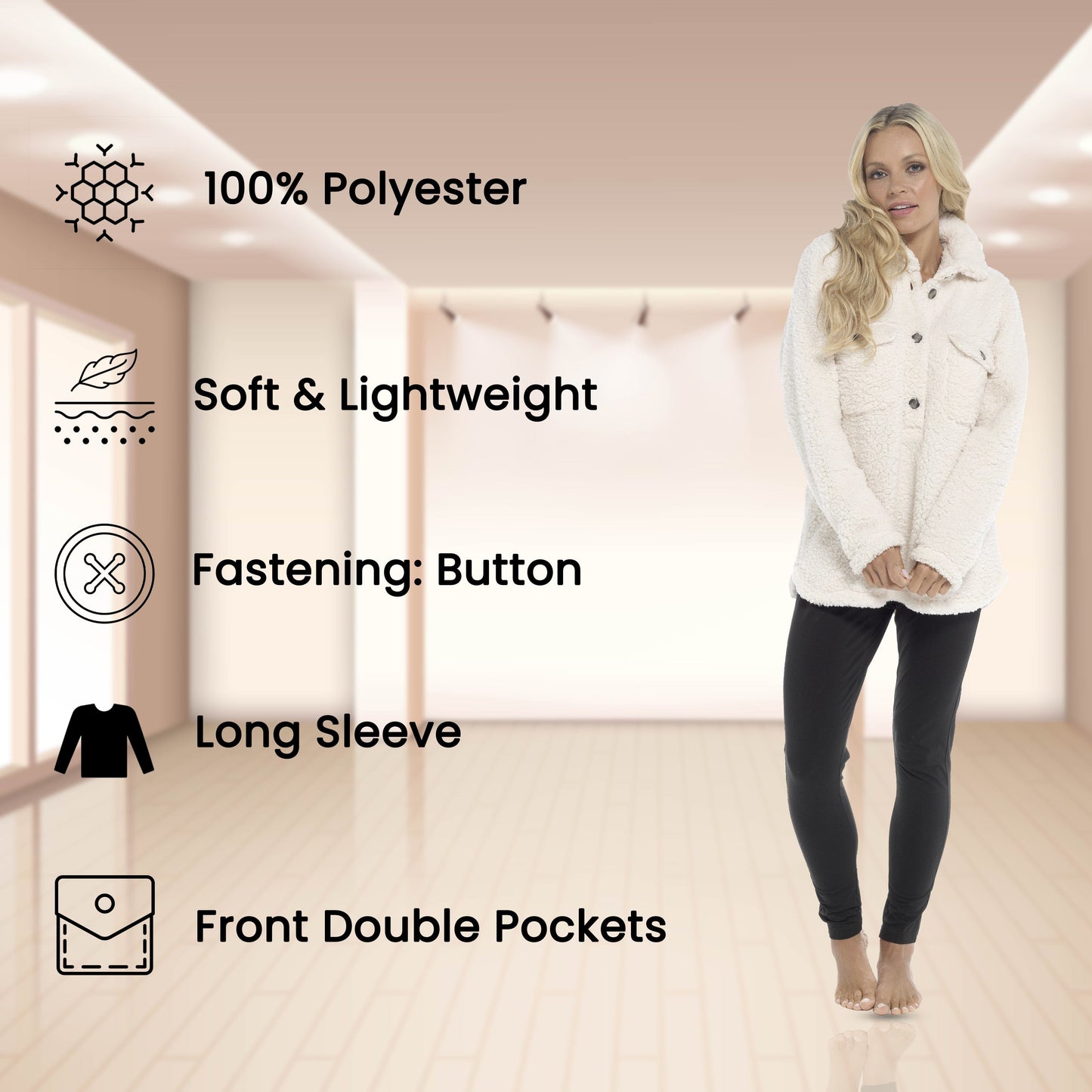 OLIVIA ROCCO Womens Sherpa Top And Leggings Lounge Set With Double Pockets Long Sleeve Lightweight Pajamas Ideal For Chilly Days