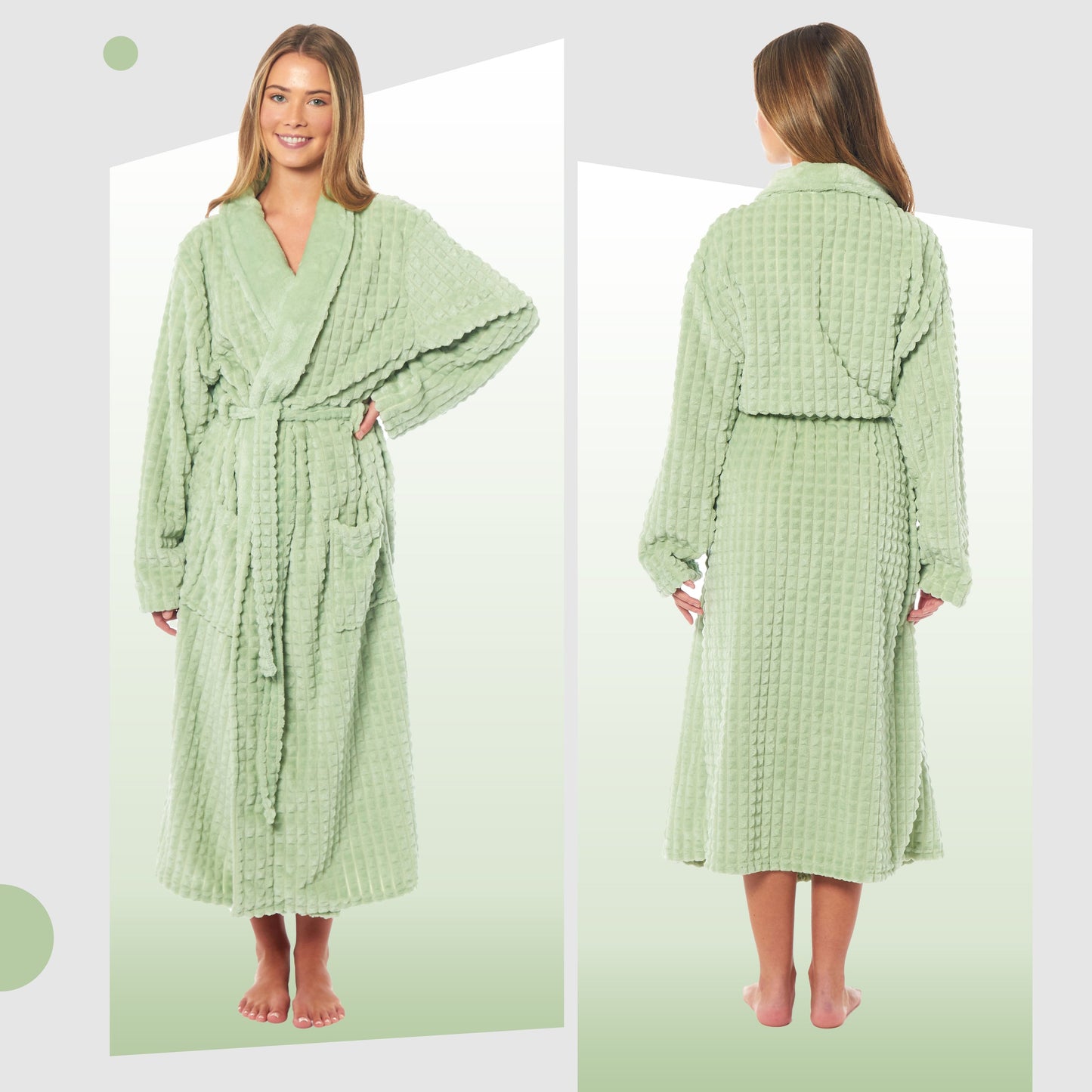 OLIVIA ROCCO Womens Luxury Waffle Fleece Robe Belted Long Dressing Gown With Pockets Soft Warm Cozy Loungewear Daisy Dreamer