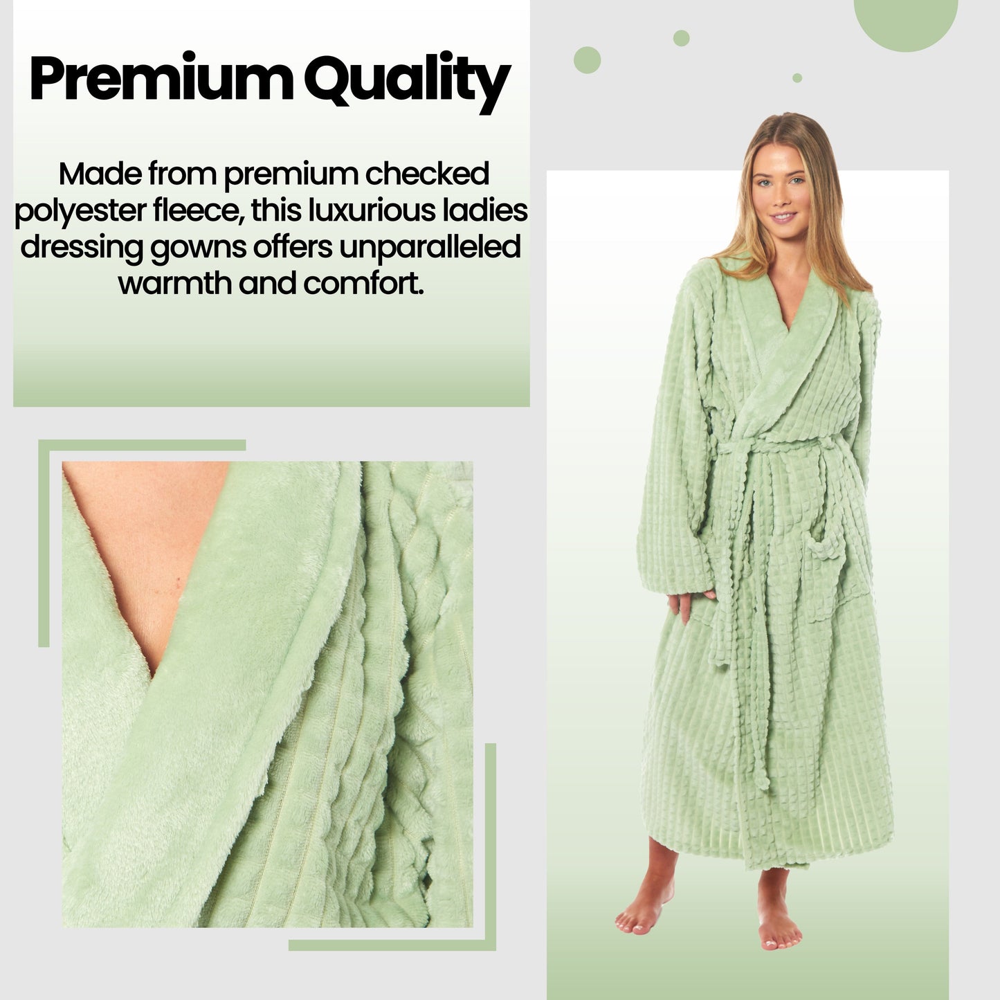OLIVIA ROCCO Womens Luxury Waffle Fleece Robe Belted Long Dressing Gown With Pockets Soft Warm Cozy Loungewear Daisy Dreamer