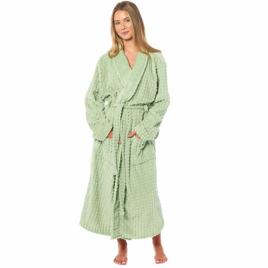 OLIVIA ROCCO Womens Luxury Waffle Fleece Robe Belted Long Dressing Gown With Pockets Soft Warm Cozy Loungewear Daisy Dreamer