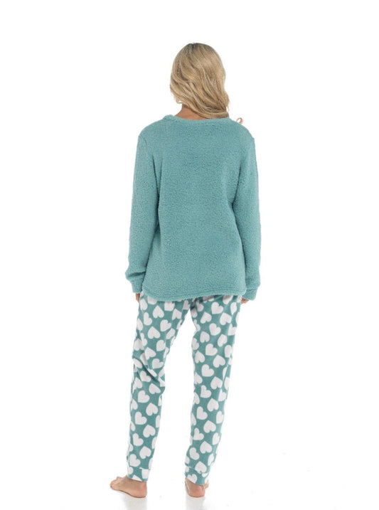OLIVIA ROCCO Panda Snuggle Fleece Pyjama Set Women With Printed Pants Easy Care Fabric Sizes Small To XL Cozy Winter Loungewear