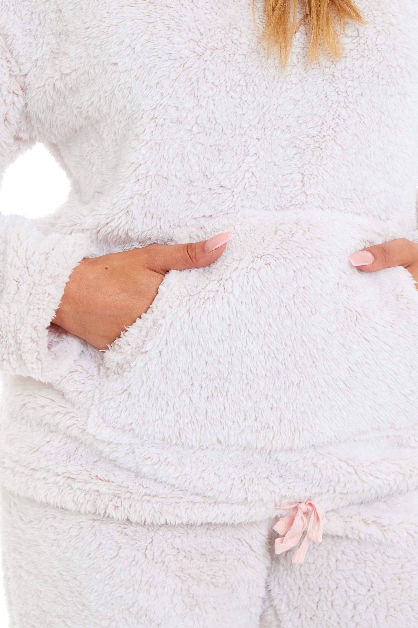 OLIVIA ROCCO Womens Pink Plush Fleece Hooded Pyjama Set Sizes 8 22 Ladies Loungewear Warm Nightwear Cozy Soft Lounge Set Casual