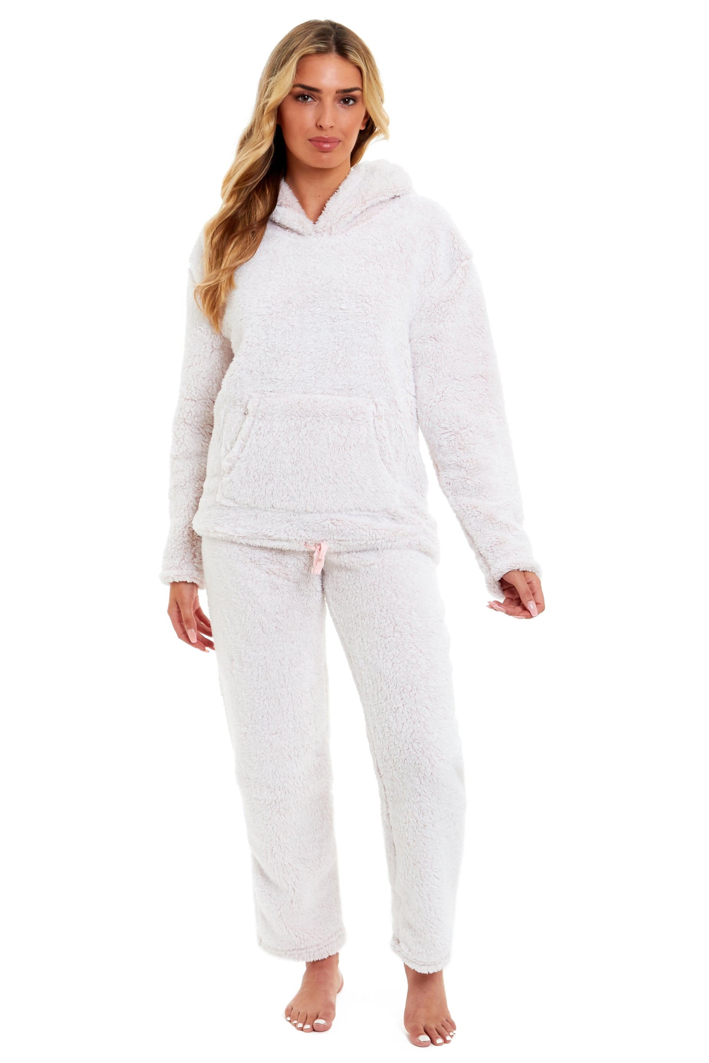 OLIVIA ROCCO Womens Pink Plush Fleece Hooded Pyjama Set Sizes 8 22 Ladies Loungewear Warm Nightwear Cozy Soft Lounge Set Casual