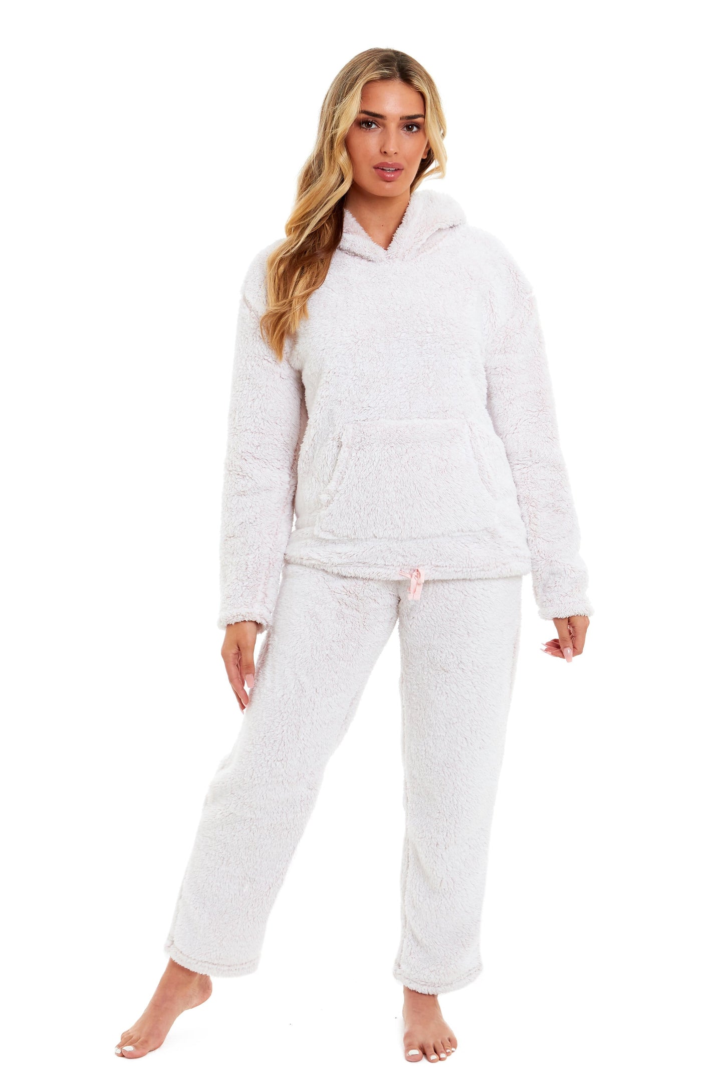 OLIVIA ROCCO Womens Pink Plush Fleece Hooded Pyjama Set Sizes 8 22 Ladies Loungewear Warm Nightwear Cozy Soft Lounge Set Casual