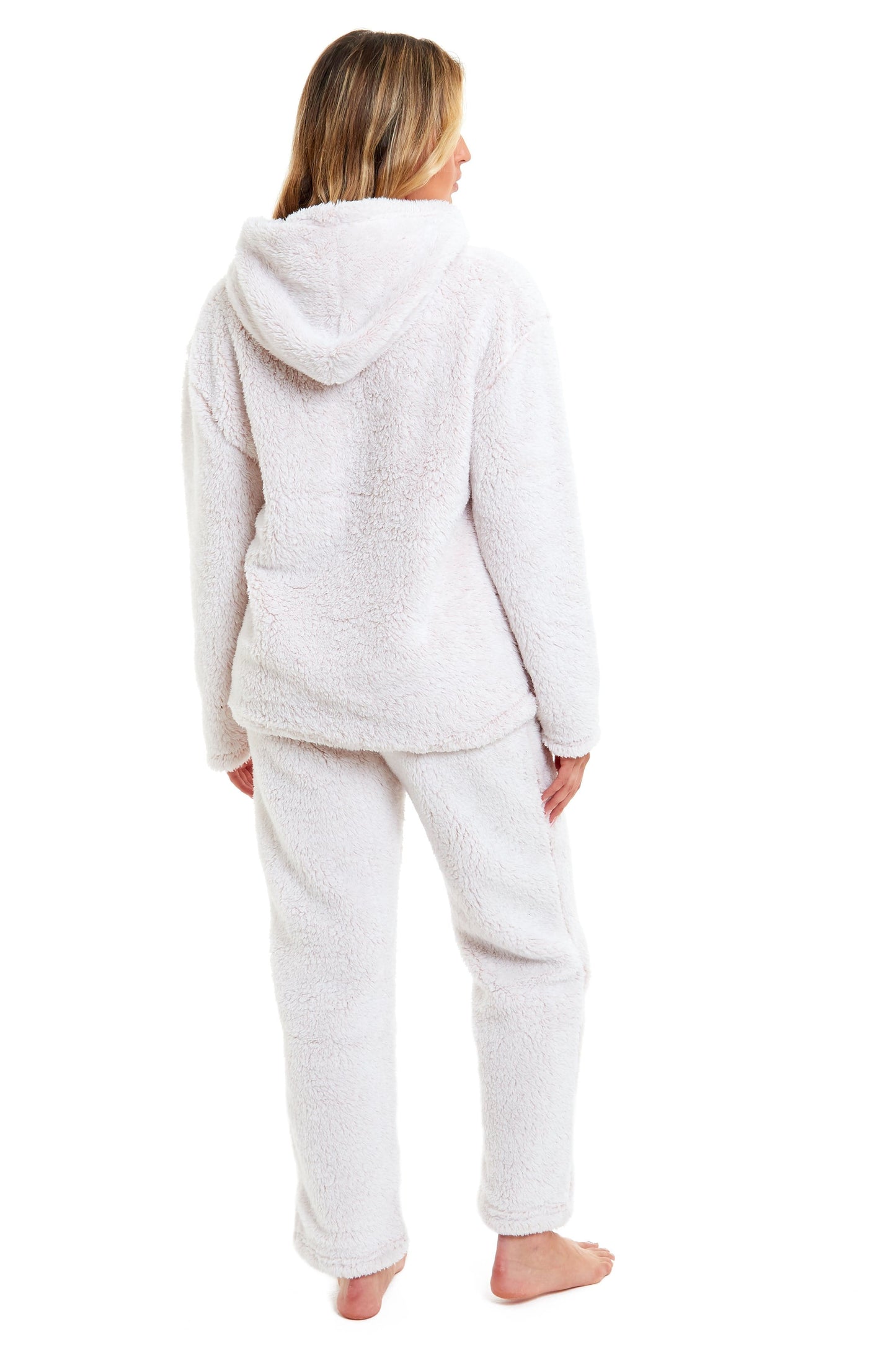 OLIVIA ROCCO Womens Pink Plush Fleece Hooded Pyjama Set Sizes 8 22 Ladies Loungewear Warm Nightwear Cozy Soft Lounge Set Casual