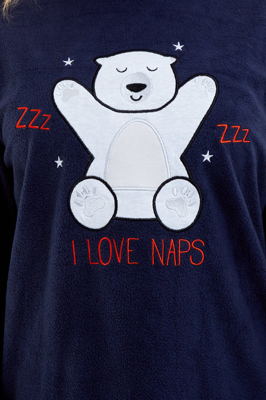 OLIVIA ROCCO Women's Polar Bear Fleece Pyjama Set Cozy Winter Sleepwear Festive Christmas Gift Nightwear Daisy Dreamer All Sizes