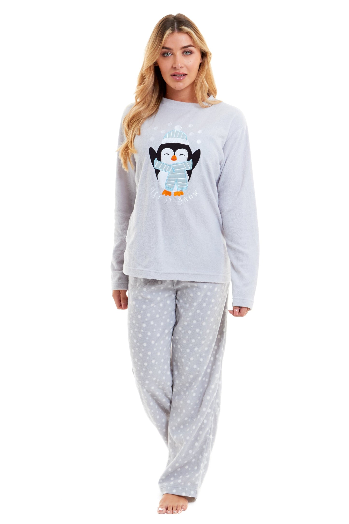 OLIVIA ROCCO Women's Penguin Polar Fleece Pyjama Set Soft Warm Winter Lounge Wear Boutique Nightwear Available In Multiple Sizes