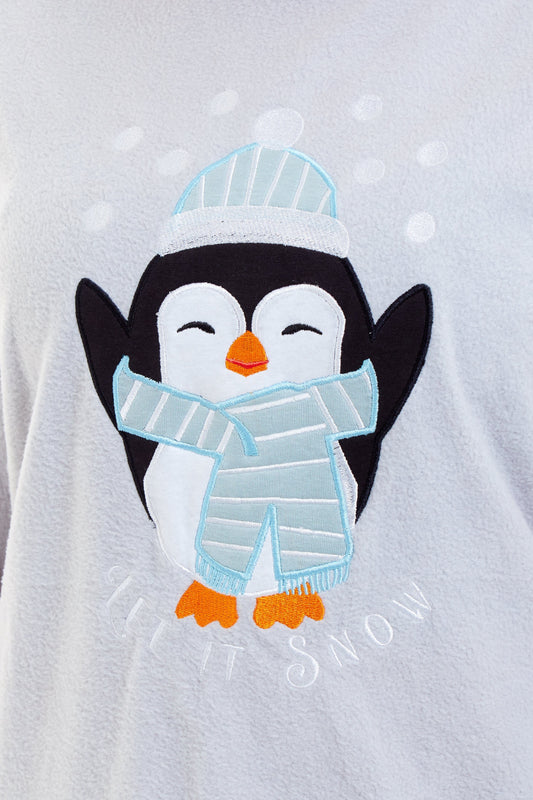 OLIVIA ROCCO Women's Penguin Polar Fleece Pyjama Set Soft Warm Winter Lounge Wear Boutique Nightwear Available In Multiple Sizes