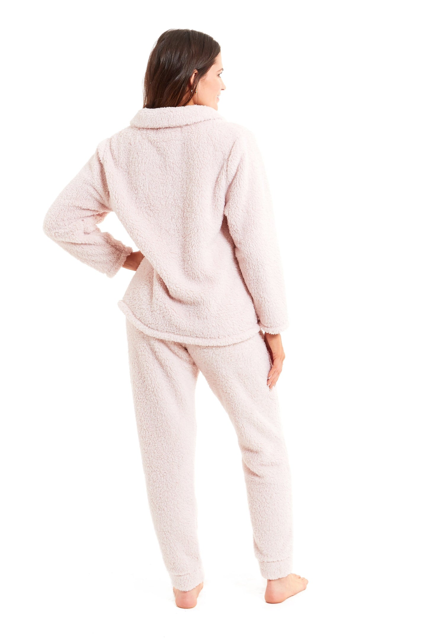 OLIVIA ROCCO Women's Teddy Fleece Lounge Set Zip Up Pyjama with Elasticated Waistband Cozy Fluffy Nightwear Relaxed Fit Design For Home