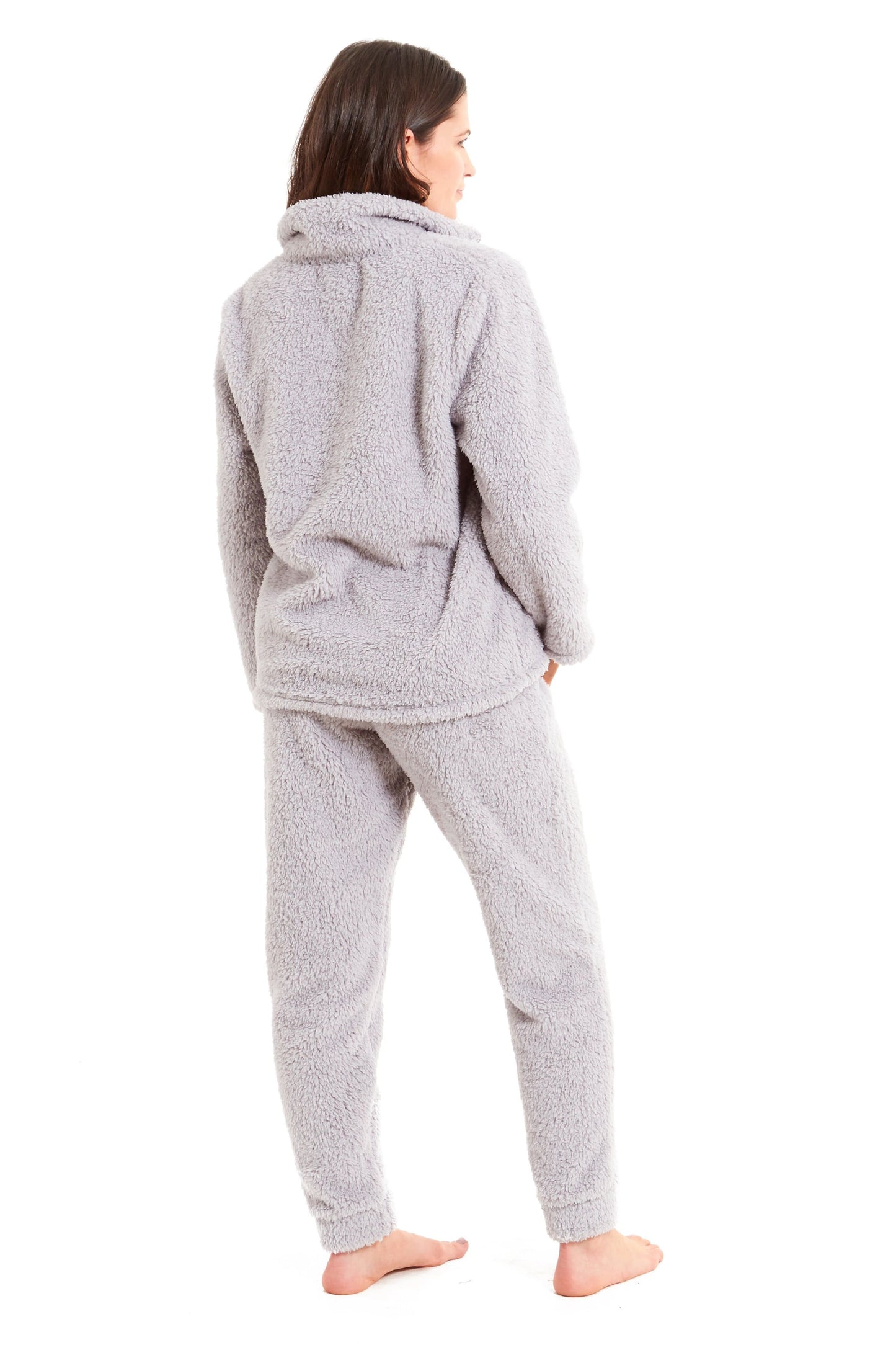 OLIVIA ROCCO Women's Teddy Fleece Lounge Set Zip Up Pyjama with Elasticated Waistband Cozy Fluffy Nightwear Relaxed Fit Design For Home