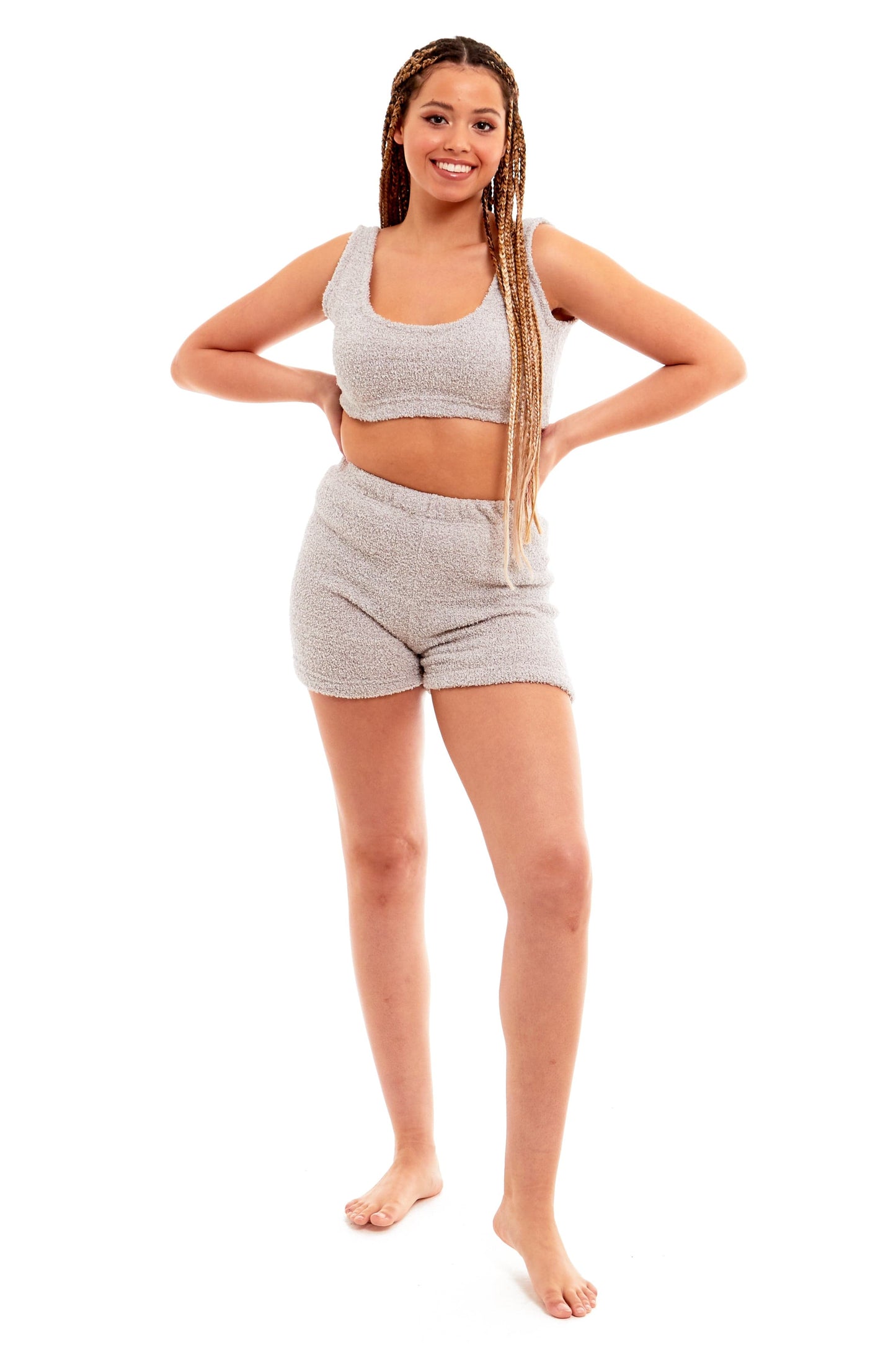 OLIVIA ROCCO Womens Teddy Fleece Tank Top And Shorts Loungewear Set For All Year Comfort And Cosy Relaxed Sleepwear For Lounging
