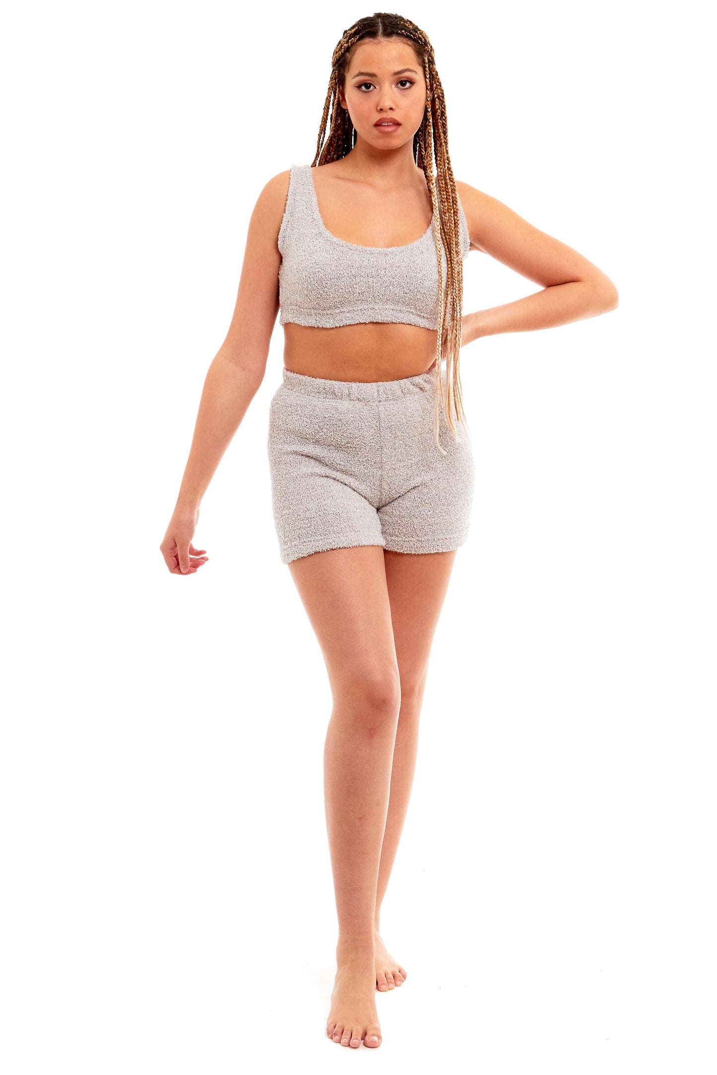 OLIVIA ROCCO Womens Teddy Fleece Tank Top And Shorts Loungewear Set For All Year Comfort And Cosy Relaxed Sleepwear For Lounging