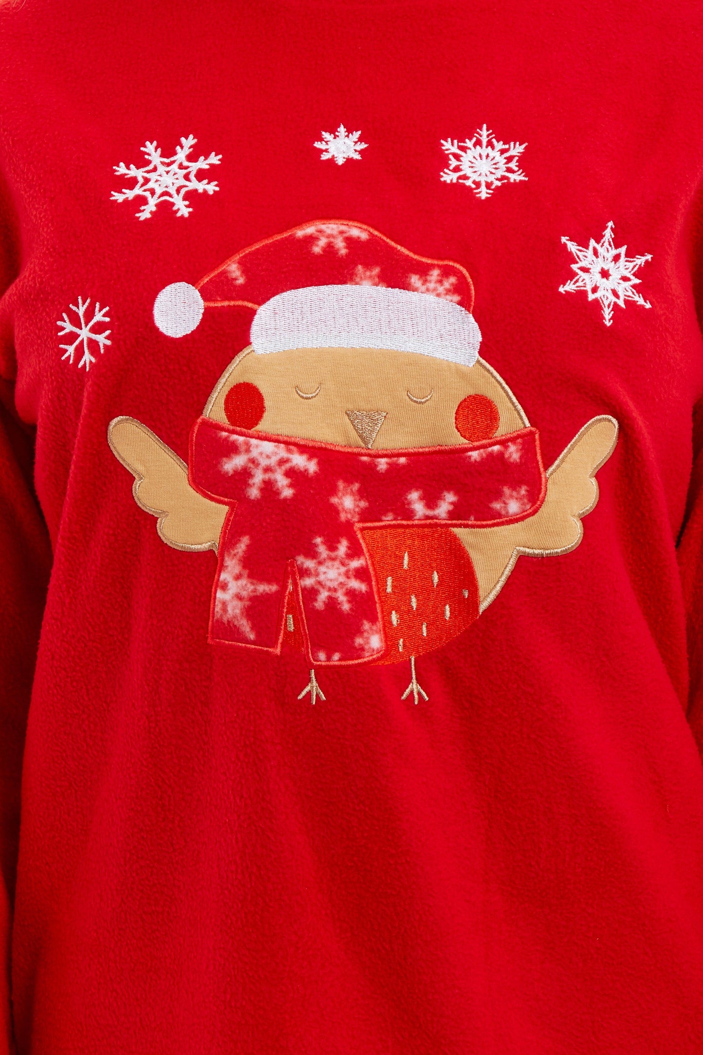 OLIVIA ROCCO Women's Polar Fleece Pyjama Set Festive Robin Design Warm Winter Nightwear Loungewear Christmas Gift For Women
