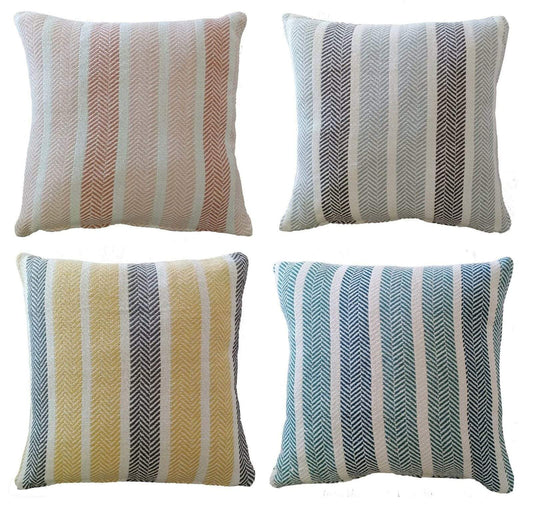 OLIVIA ROCCO Cushion Covers Striped Indian Cotton Indoor Outdoor With Discreet Zipper Grey Ochre Teal Blush Pink Various Sizes